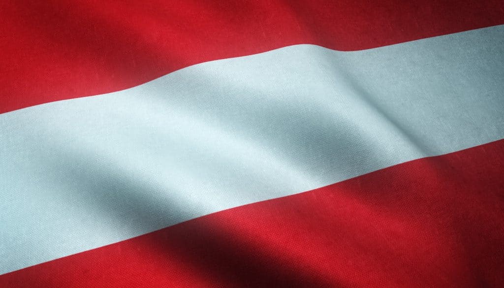 Closeup shot of the waving flag of Austria with interesting textures