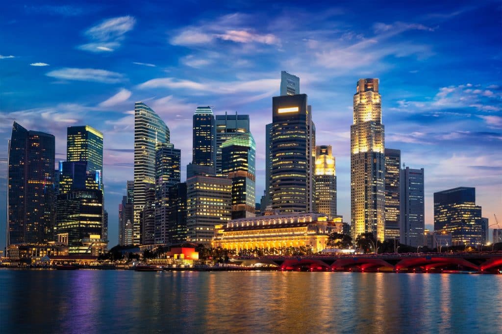 Singapore skyline in the evening